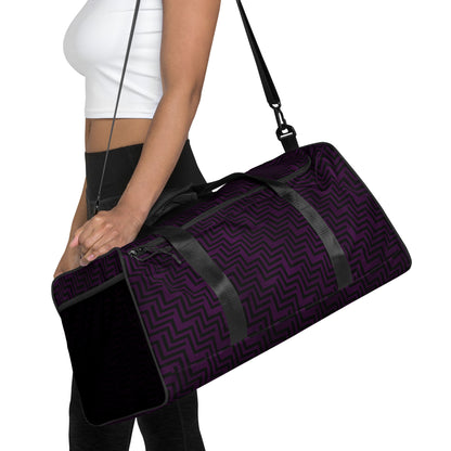 Duffle Bag Purple & Black Zig Zag Print