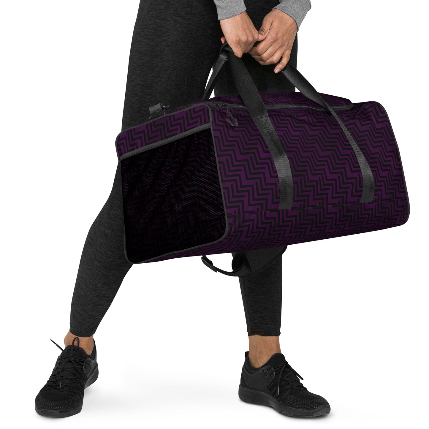 Duffle Bag Purple & Black Zig Zag Print