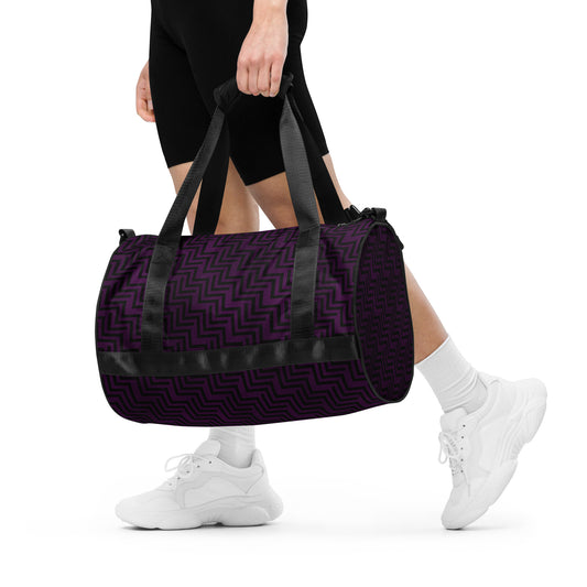 Gym Bag Purple & Black Zig Zag Print