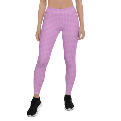 Women's Leggings Pink Houndstooth-Gingham Mix