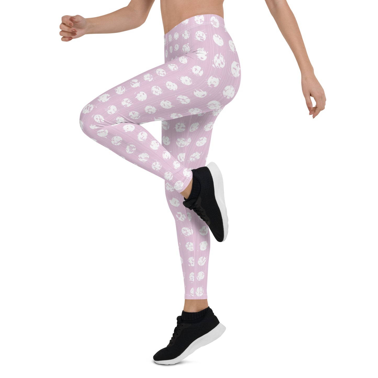 Women's White Polka Dot Pink Leggings