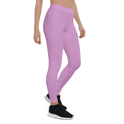 Women's Leggings Pink Houndstooth-Gingham Mix