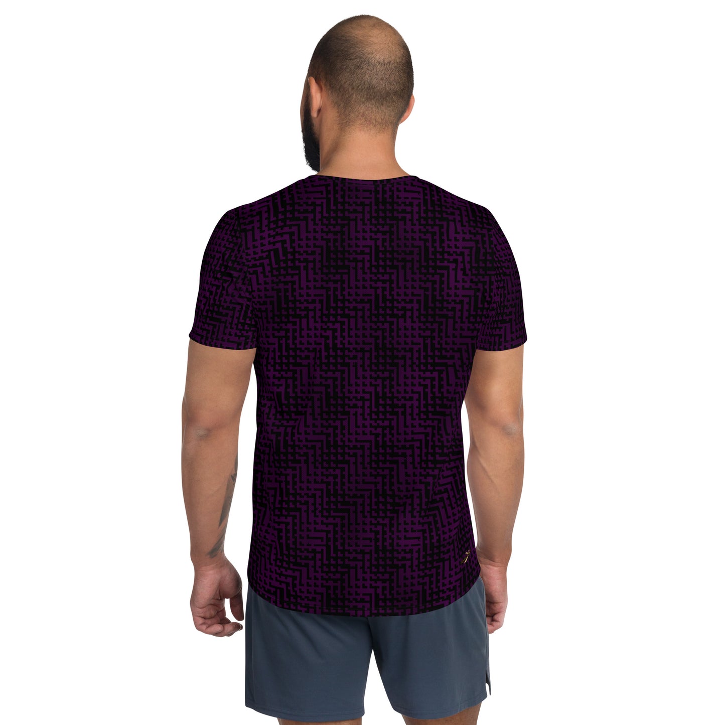 Men's Athletic T-shirt Black & Purple Houndstooth-Gingham Mix