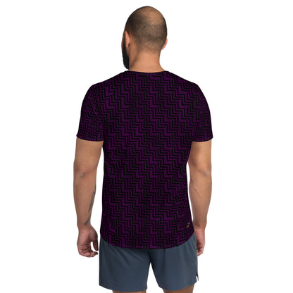 Men's Athletic T-shirt Purple & Black Zig Zag Print