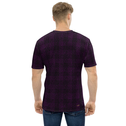 Men's T-Shirt Black & Purple Houndstooth-Gingham Mix