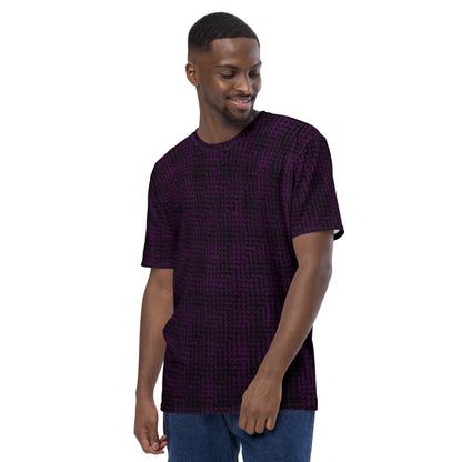 Men's T-Shirt Black & Purple Houndstooth-Gingham Mix