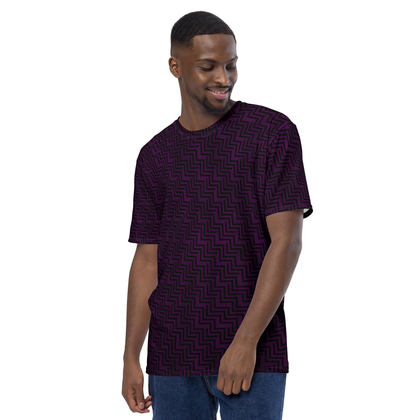 Men's T-Shirt Purple & Black Zig Zag Print