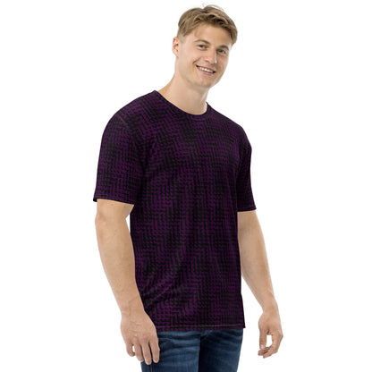 Men's T-Shirt Black & Purple Houndstooth-Gingham Mix