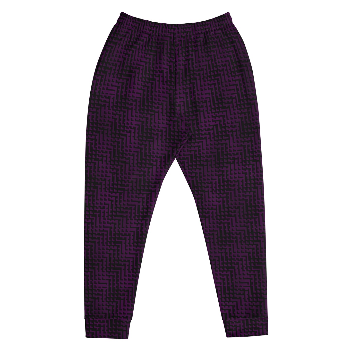 Men's Joggers Black & Purple Houndstooth-Gingham Mix