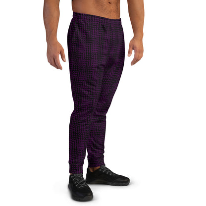 Men's Joggers Black & Purple Houndstooth-Gingham Mix