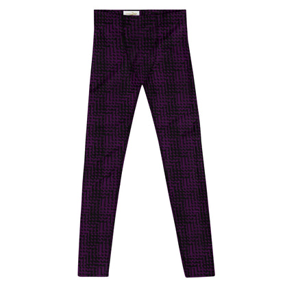 Men's Leggings Black & Purple Houndstooth-Gingham Mix