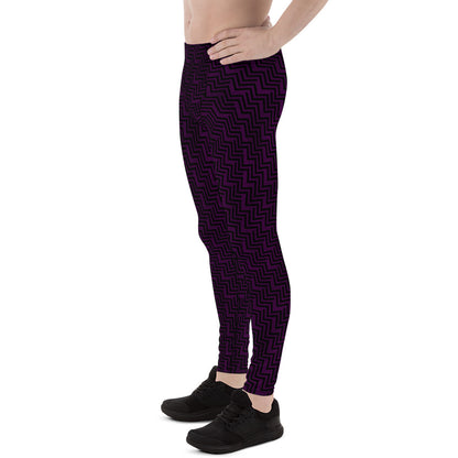 Men's Leggings Purple & Black Zig Zag Print