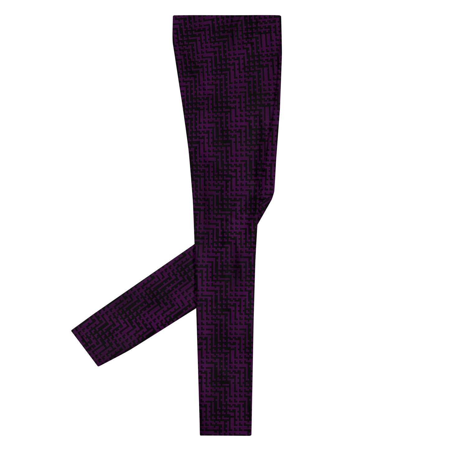 Men's Leggings Black & Purple Houndstooth-Gingham Mix