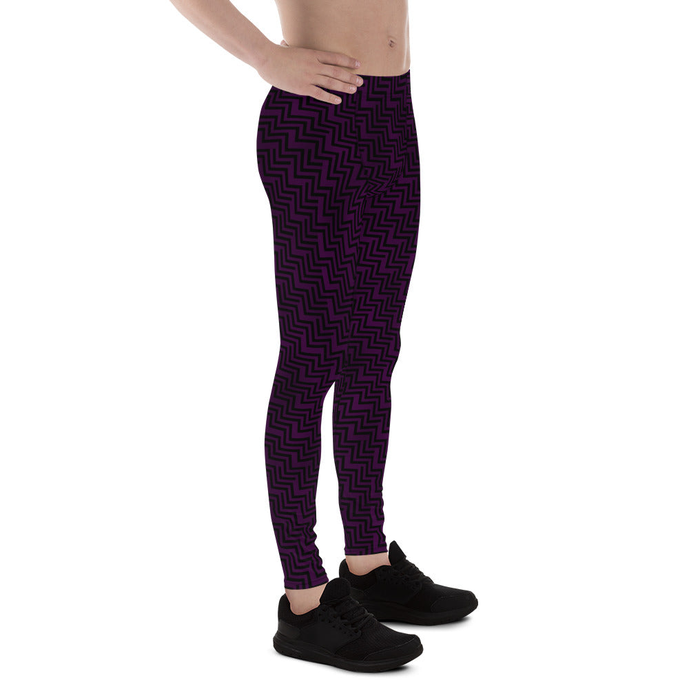 Men's Leggings Purple & Black Zig Zag Print