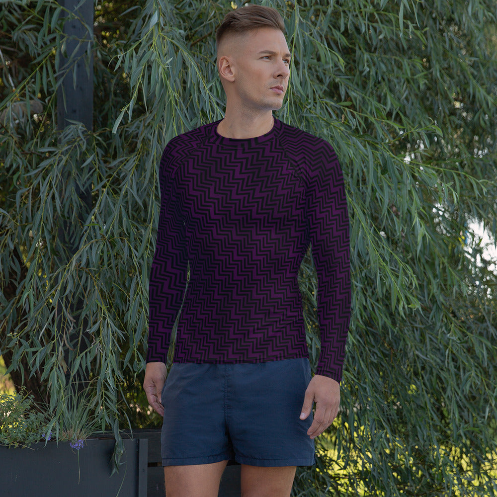 Men's Rash Guard Purple & Black Zig Zag Print