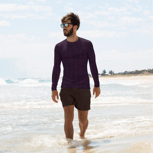 Men's Rash Guard Purple & Black Zig Zag Print