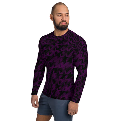 Men's Rash Guard Purple & Black Zig Zag Print