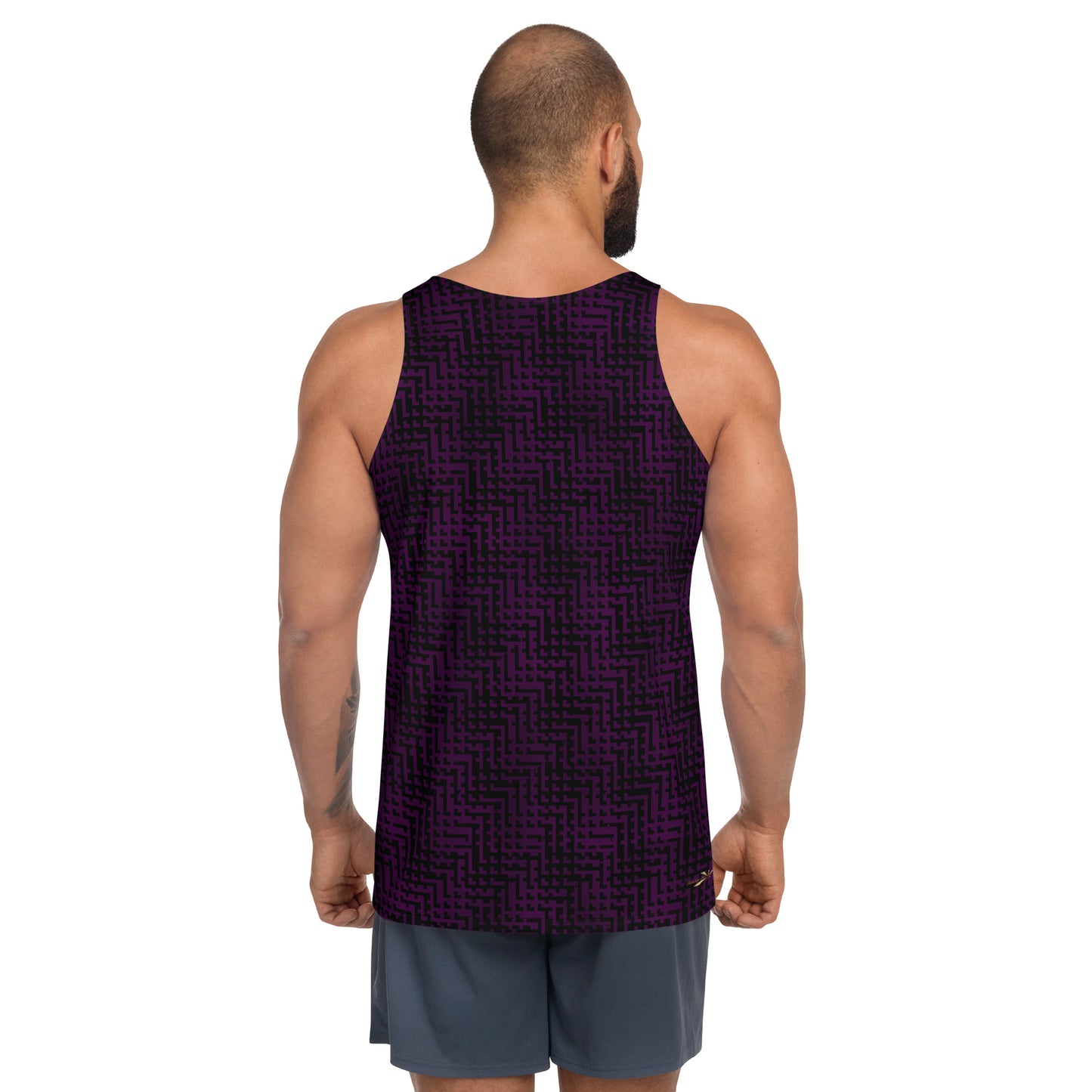 Unisex Tank Top Black & Purple Houndstooth-Gingham Mix