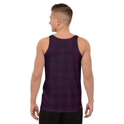 Unisex Tank Top Black & Purple Houndstooth-Gingham Mix