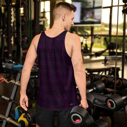 Unisex Tank Top Black & Purple Houndstooth-Gingham Mix