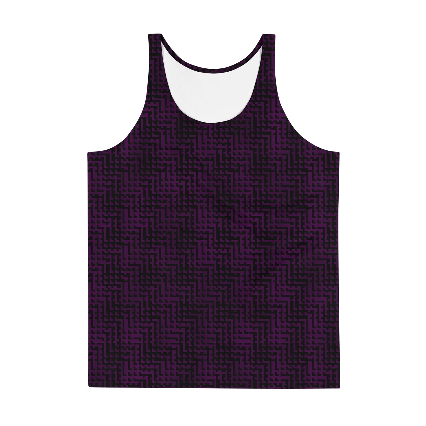 Unisex Tank Top Black & Purple Houndstooth-Gingham Mix