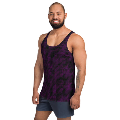 Unisex Tank Top Black & Purple Houndstooth-Gingham Mix