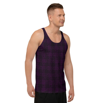 Unisex Tank Top Black & Purple Houndstooth-Gingham Mix