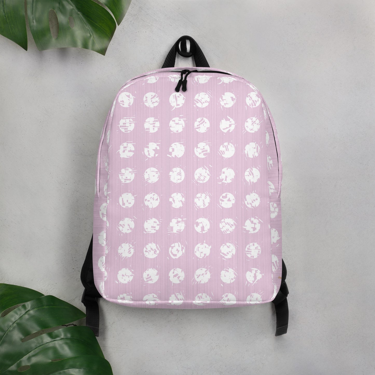 White Polka Dot Pink Minimalist Backpack