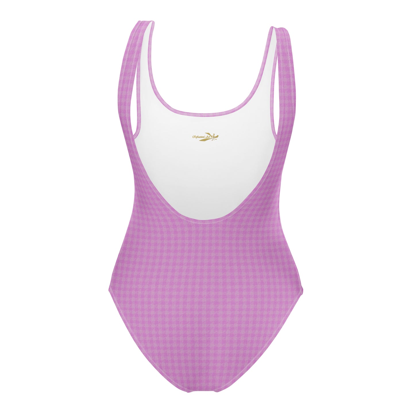 Women's One-Piece Swimsuit Pink Houndstooth-Gingham Mix