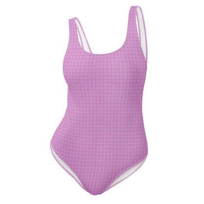 Women's One-Piece Swimsuit Pink Houndstooth-Gingham Mix