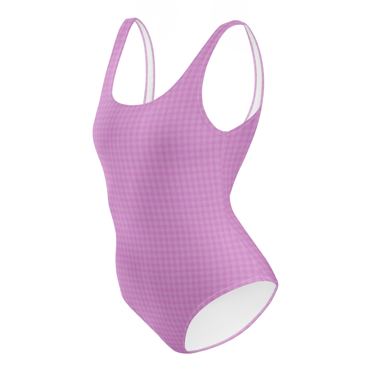 Women's One-Piece Swimsuit Pink Houndstooth-Gingham Mix