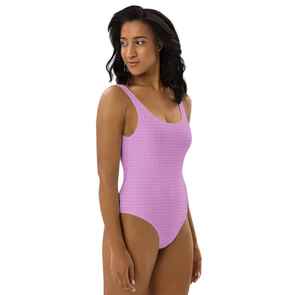 Women's One-Piece Swimsuit Pink Houndstooth-Gingham Mix