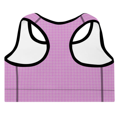 Women's Padded Sports Bra Pink Houndstooth-Gingham Mix