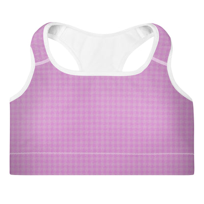 Women's Padded Sports Bra Pink Houndstooth-Gingham Mix