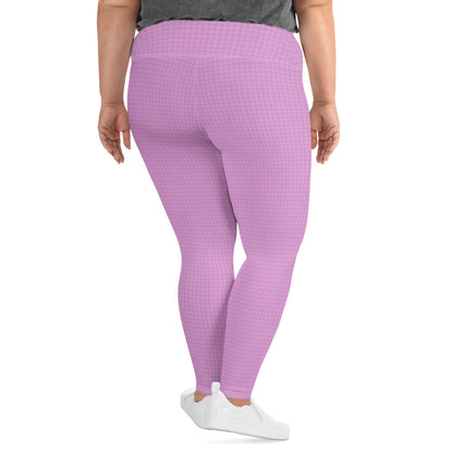 Women's Plus Size Leggings Pink Houndstooth-Gingham Mix