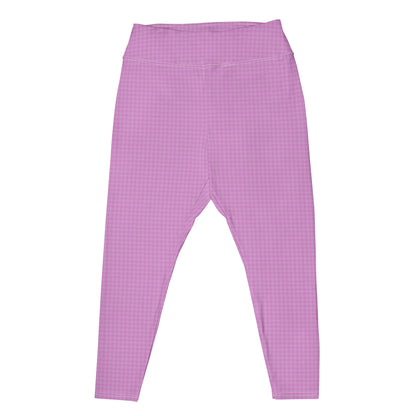 Women's Plus Size Leggings Pink Houndstooth-Gingham Mix