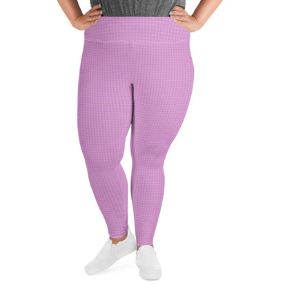 Women's Plus Size Leggings Pink Houndstooth-Gingham Mix