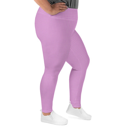 Women's Plus Size Leggings Pink Houndstooth-Gingham Mix