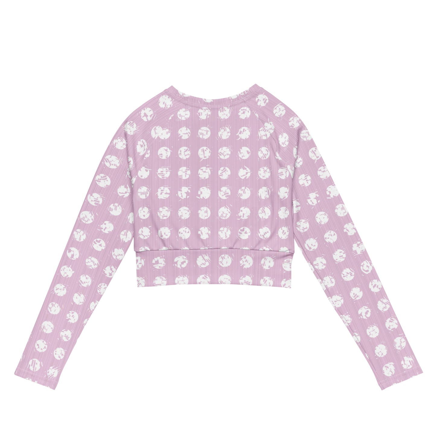 Women's White Polka Dot Pink Recycled Long-Sleeve Crop Top