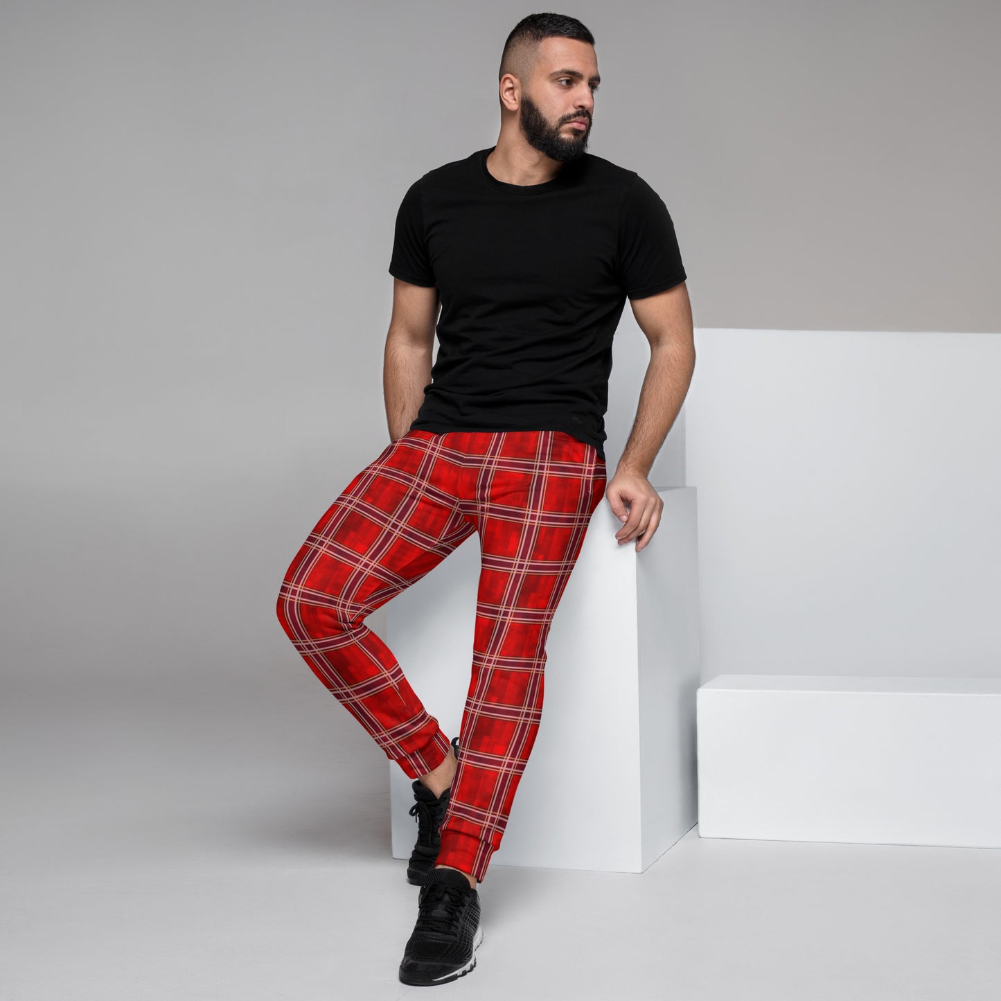 Men's Joggers Red Plaid