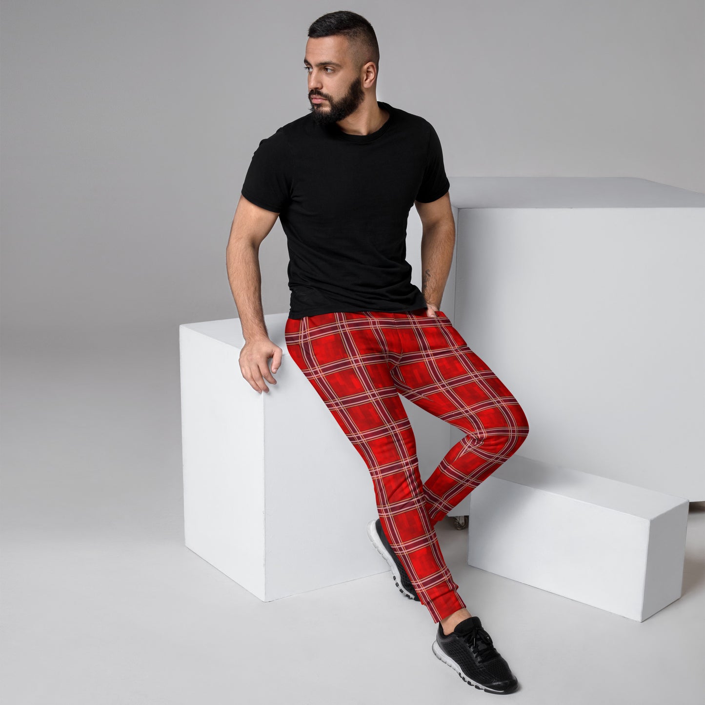 Men's Joggers Red Plaid