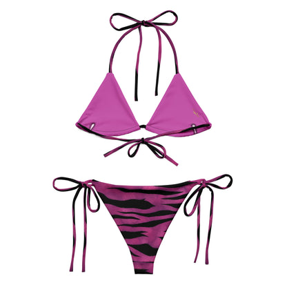 Recycled String Bikini Purple Animal Print