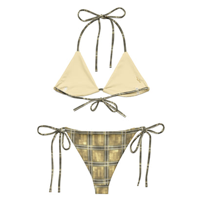 Recycled String Bikini Moonlit Yellow Plaid