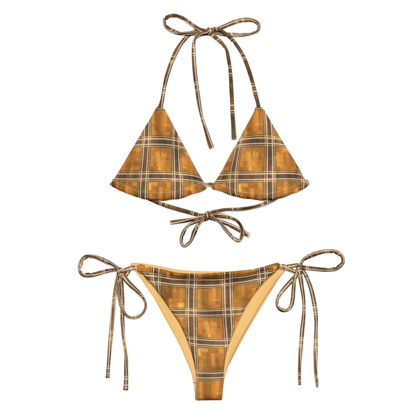 Recycled String Bikini Chardonnay Plaid