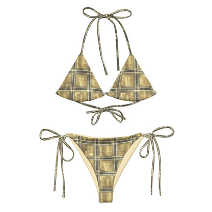 Recycled String Bikini Moonlit Yellow Plaid