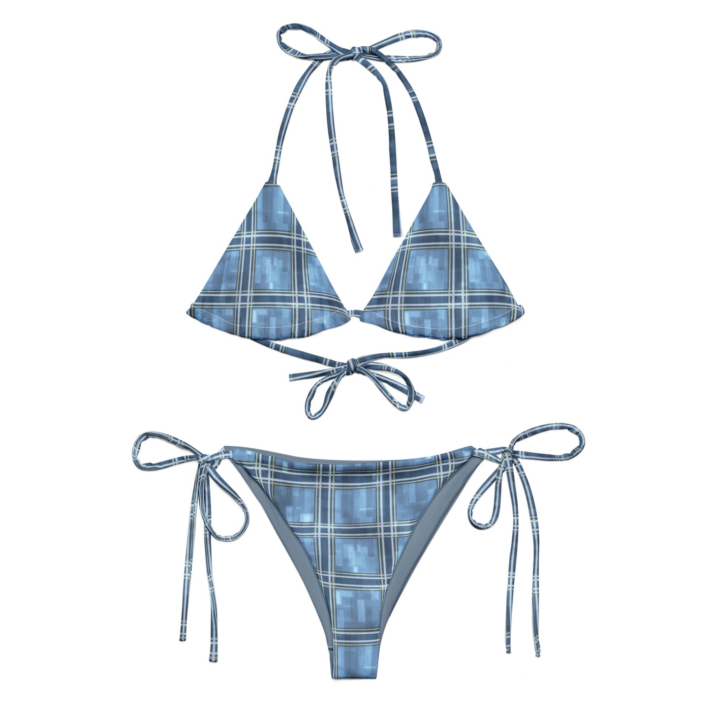 Recycled String Bikini Windward Blue Plaid