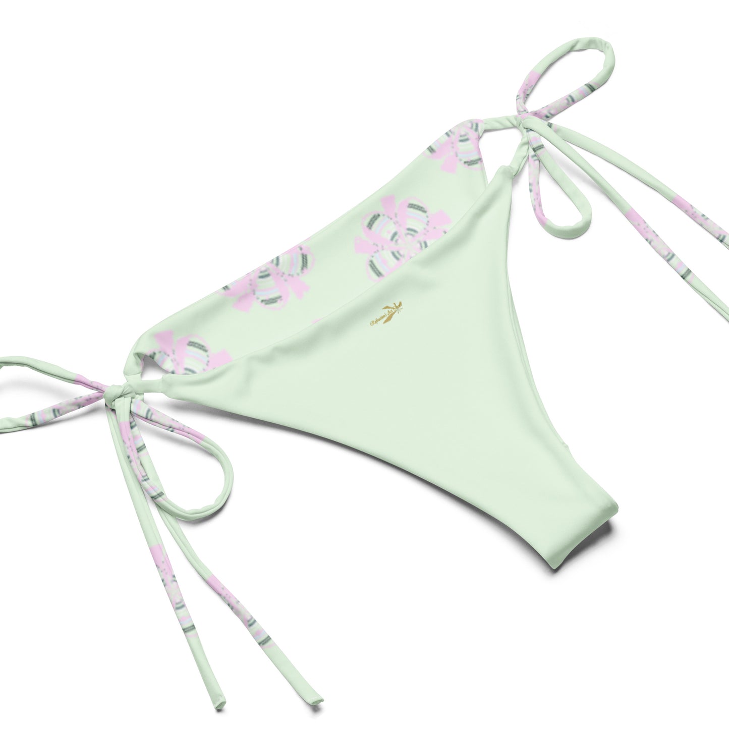 Green Recycled String Bikini Floral Art