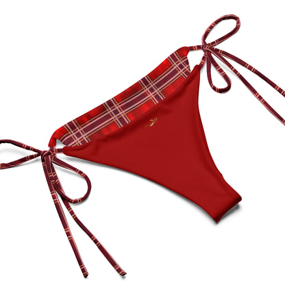 Recycled String Bikini Red Plaid