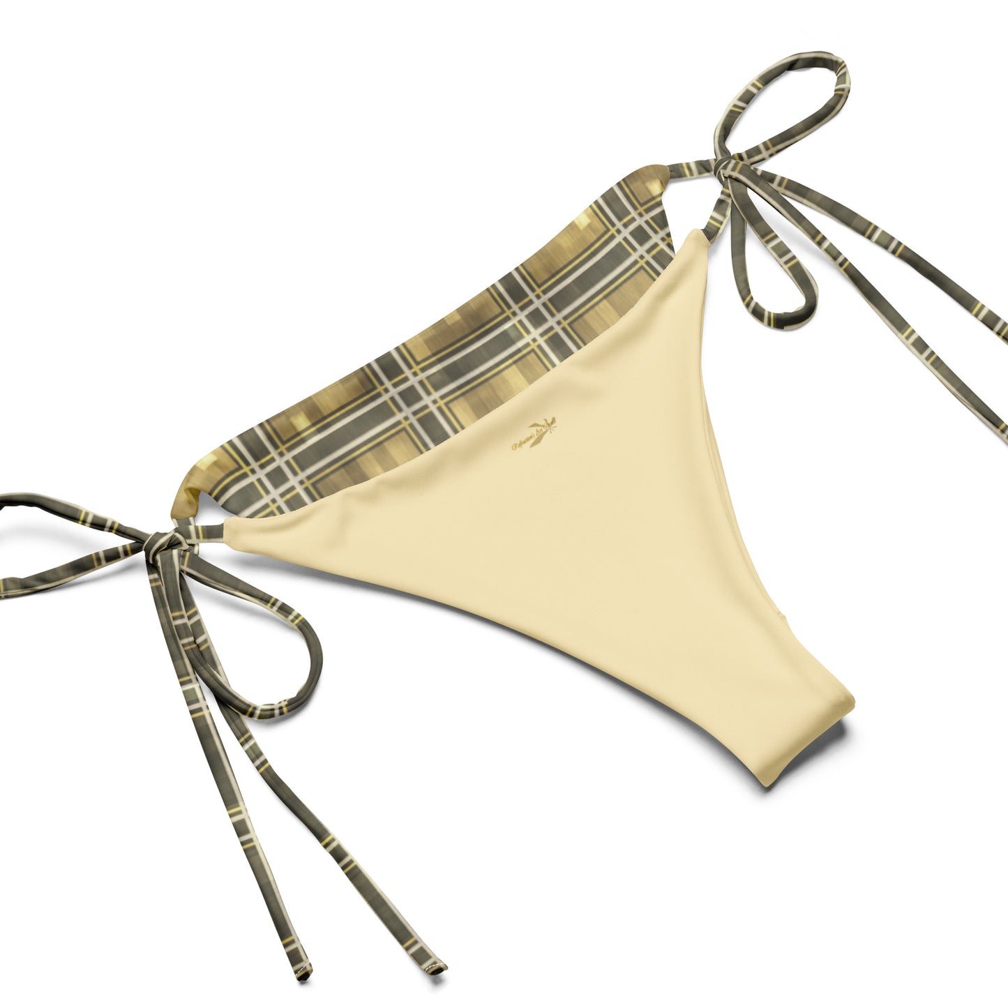 Recycled String Bikini Moonlit Yellow Plaid