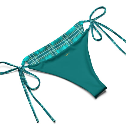 Recycled String Bikini Teal Plaid